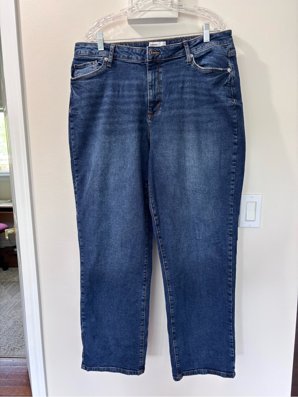 Sonoma Blue Denim Jeans with Brown Stitching